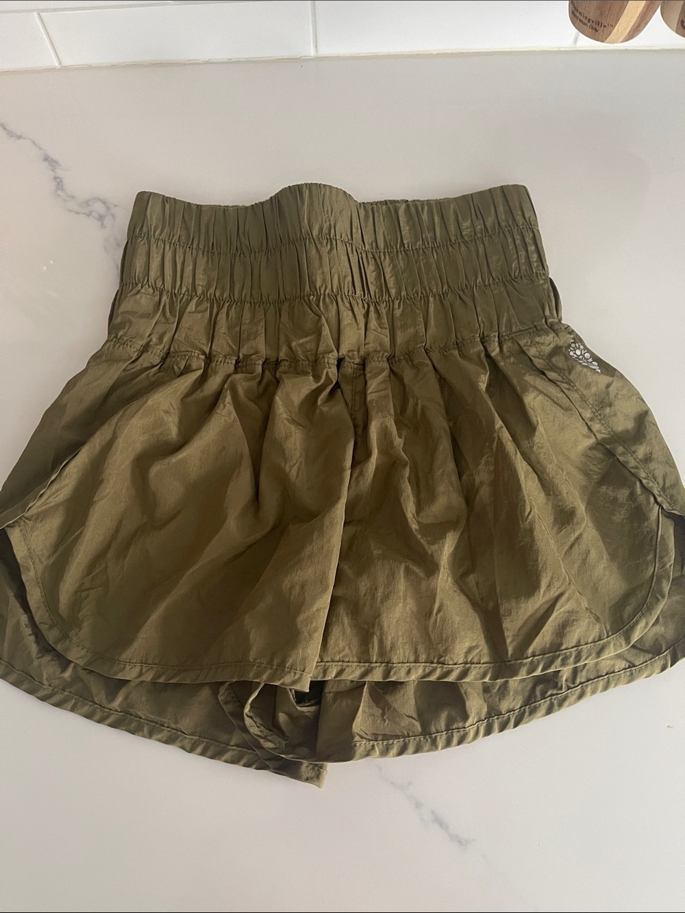 FP Movement by Free People Olive Green Smocked Waist Skort Shorts